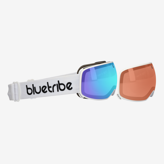 Ultra White/Blue full revo double lens | Skibril-Snowboard Bril